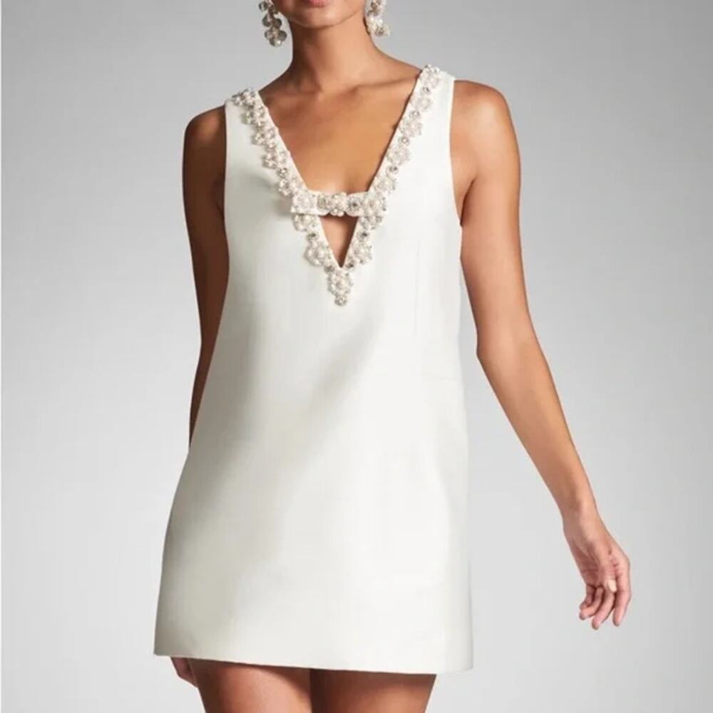 Sachin & Babi Sylvie Off White Mini Sparkle Embellished Dress Size 10